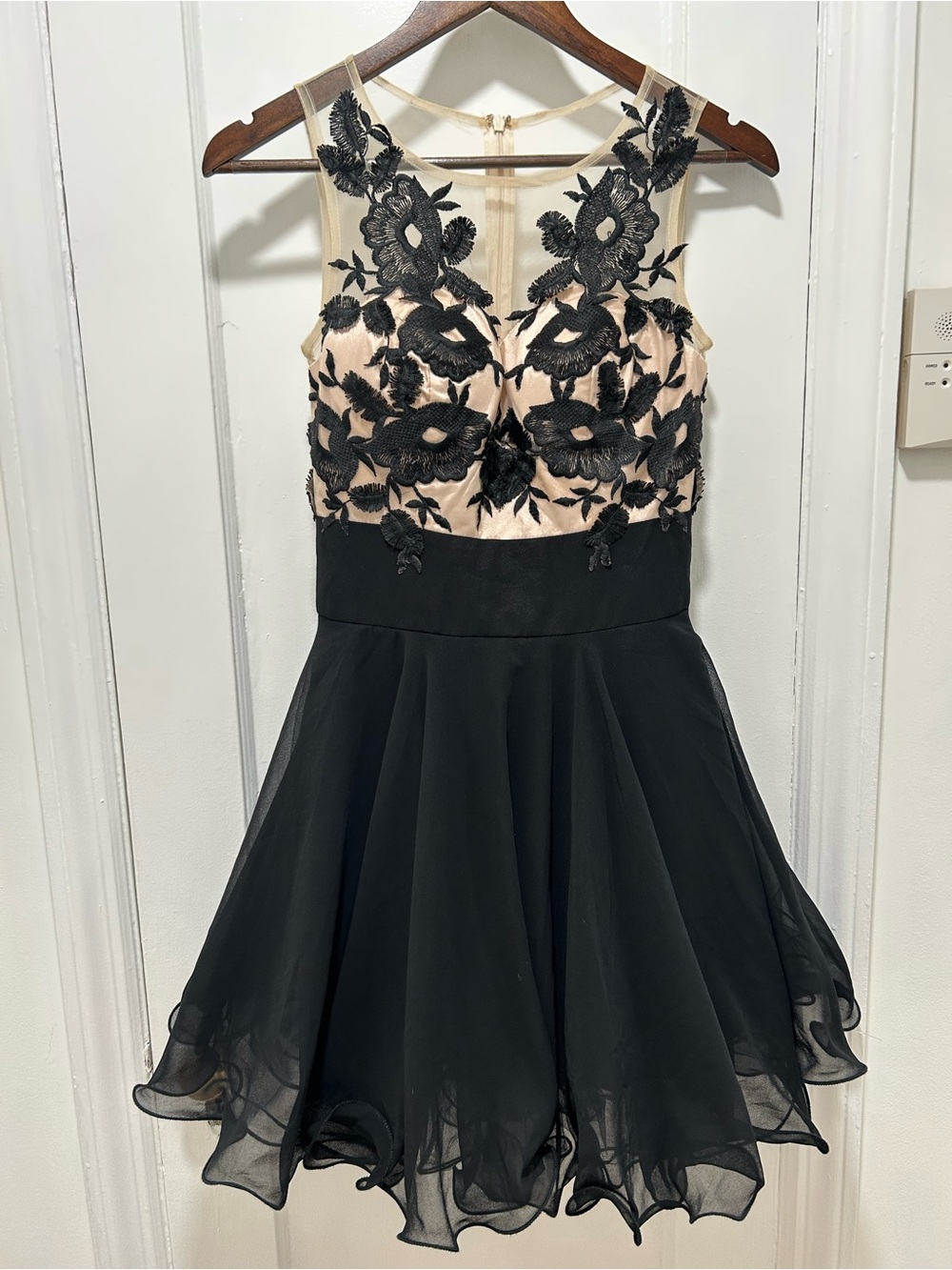 Chi Chi London Black and Blush Floral Appliqué Girls' Party Dress
